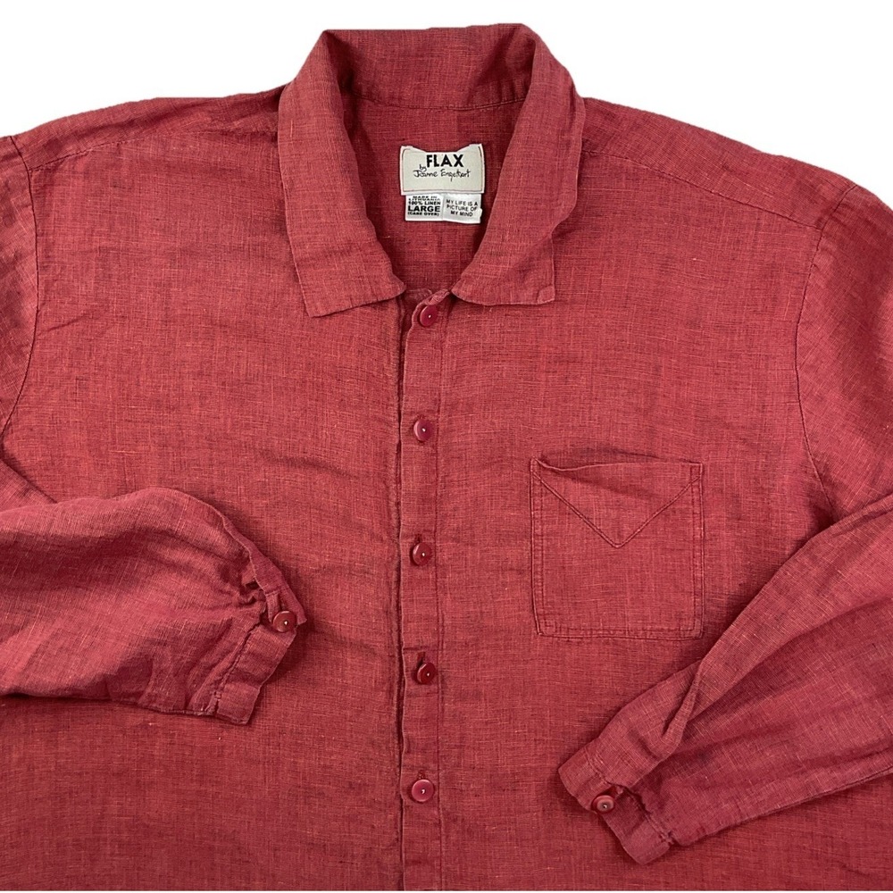 VTG Flax By Jeanne Engelhart Shirt 100% Linen Button Up Relaxed Resort Men Sz L